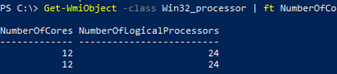Obtenha o número total de núcleos no Windows com PowerShell